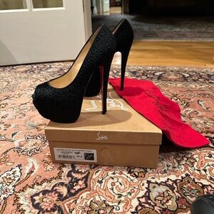 Christian Louboutin Black Peep-Toe Heels